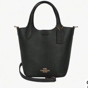 Coach Hanna Bucket Bag in Black Pebble Leather - NWT